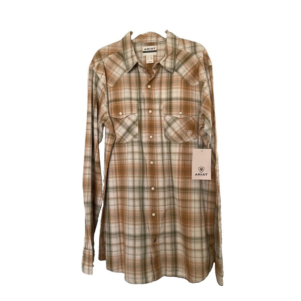 NEW Bundle of 2 Ariat Men’s Plaid Long Sleeve Shirts LARGE TALL Western Snap